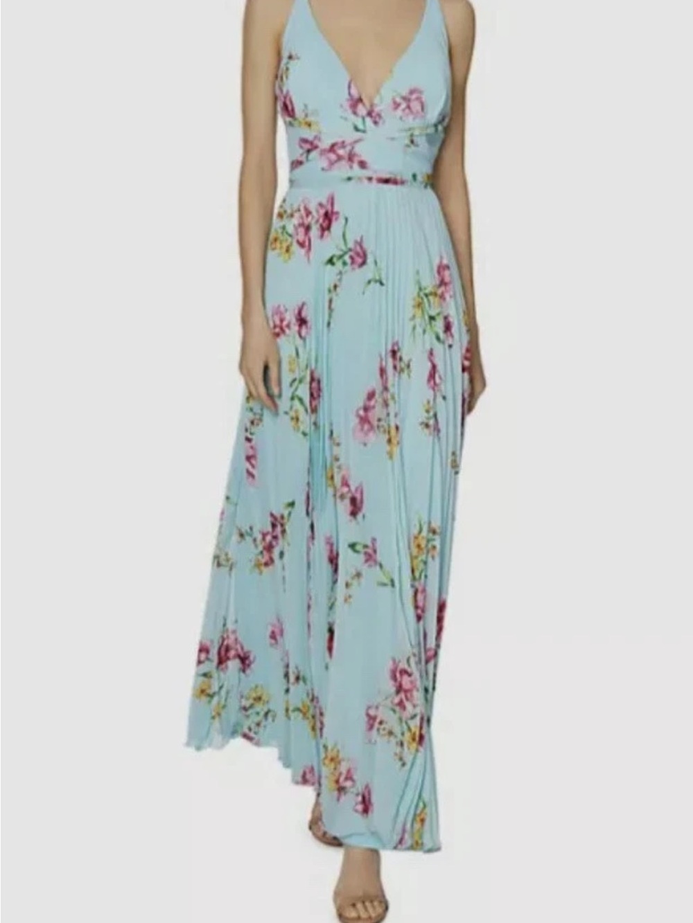 $228 Laundry By Shelli Segal Floral Pleated Maxi Dress Anthropologie Size 10